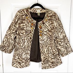 Chico’s Open Front Beaded Neckline Jacket